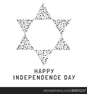 "Israel Independence Day holiday flat design black dots pattern in star of david shape with text in english "Happy Independence Day"."