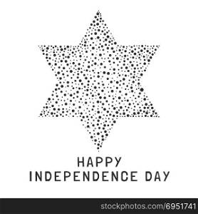 "Israel Independence Day holiday flat design black dots pattern in star of david shape with text in english "Happy Independence Day"."