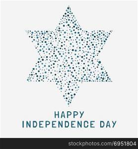 "Israel Independence Day holiday flat design dots pattern in star of david shape with text in english "Happy Independence Day"."