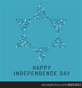 "Israel Independence Day holiday flat design dots pattern in star of david shape with text in english "Happy Independence Day"."