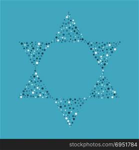 Israel Independence Day holiday flat design dots pattern in star of david shape.