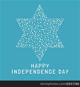 "Israel Independence Day holiday flat design white dots pattern in star of david shape with text in english "Happy Independence Day"."