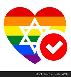 Israel LGBT flag in heart shape, vector illustration for your design. flag in heart shape, vector illustration for your design