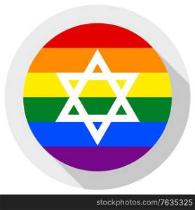 israel LGBT flag, round shape icon on white background