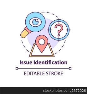 Issue identification concept icon. Determine key concerns. Social planning stage abstract idea thin line illustration. Isolated outline drawing. Editable stroke. Arial, Myriad Pro-Bold fonts used. Issue identification concept icon