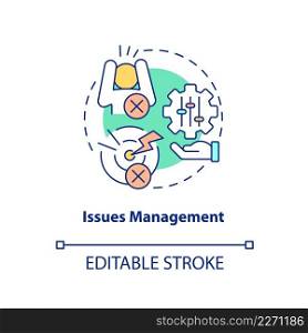 Issues management concept icon. Solving problem. Palliative care stage abstract idea thin line illustration. Isolated outline drawing. Editable stroke. Arial, Myriad Pro-Bold fonts used. Issues management concept icon