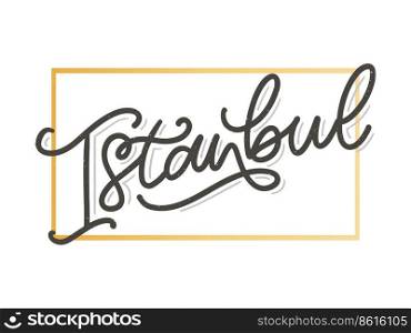 Istanbul. Hand lettering. Vector logo of Istanbul in black color with seagulls on white background. souvenir products, banner emblem, travel blog social media, brochure, flyer.. Istanbul. Hand lettering. Vector logo of Istanbul in black color with seagulls on white background. souvenir products, banner emblem, travel blog social media, brochure, flyer. Digital illustration.