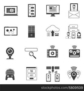 IT and computer network support icons black set isolated vector illustration. It Icons Black Set