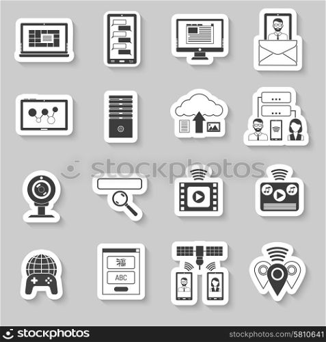 It and information technologies paper stickers set isolated vector illustration. It Stickers Set