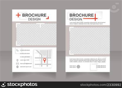 IT company contact info blank brochure design. Business structure. Template set with copy space for text. Premade corporate reports collection. Editable 2 paper pages. Arial Bold, Regular fonts used. IT company contact info blank brochure design
