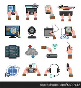 It devices and cloud computing icons flat isolated vector illustration. It Devices Icons Flat