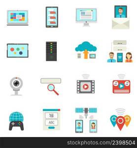 IT flat icons set with technical support symbols isolated vector illustration. It Flat Icons Set