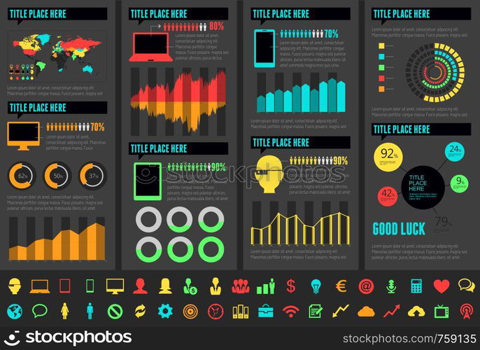 IT Industry Infographic Elements. Opportunity to Highlight any Country. Vector Illustration EPS 10.