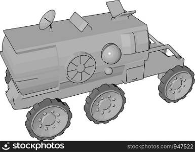 It is a space exploration vehicle with pressurized cabin size of a small pickup truck consists of wheeled chassis vector color drawing or illustration