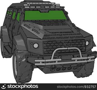 It is a typical jeep type four wheel-drive vehicle for military purpose lighter than military truck vector color drawing or illustration