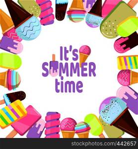 it is summer time banner - background with ice cream. Vector illustration. it is summer time - background with ice cream