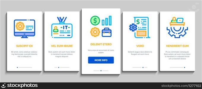 It Manager Developer Onboarding Mobile App Page Screen Vector. It Manager Badge And Binary Code, Web Site Development And Programming Concept Linear Pictograms. Color Contour Illustrations. It Manager Developer Onboarding Elements Icons Set Vector