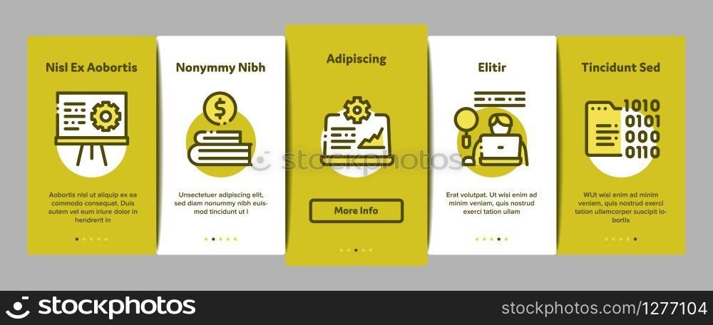 It Manager Developer Onboarding Mobile App Page Screen Vector. It Manager Badge And Binary Code, Web Site Development And Programming Concept Linear Pictograms. Color Contour Illustrations. It Manager Developer Onboarding Elements Icons Set Vector