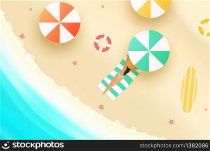 It's Summer Time with Woman are sunbathing on the beach vector illustration