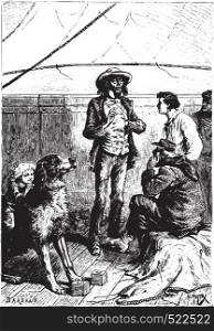 It should not be assumed that the dogs alone had the privilege of being intelligent, vintage engraved illustration.