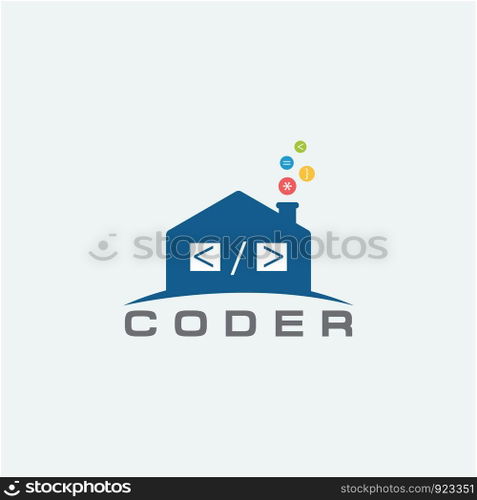 IT solution logo design. Coder, developer, home logo design. 