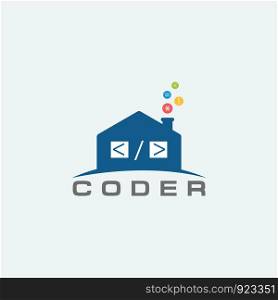 IT solution logo design. Coder, developer, home logo design.