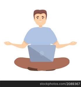 It specialist meditate icon cartoon vector. Work concentration. Zen mind. It specialist meditate icon cartoon vector. Work concentration