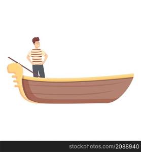 Italia gondolier icon cartoon vector. Venice gondola. Italian boat. Italia gondolier icon cartoon vector. Venice gondola