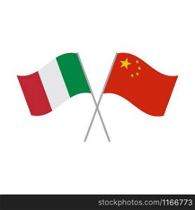 Italian and Chinese flags vector isolated on white background
