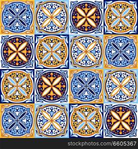 Italian ceramic tile pattern. Ethnic folk ornament. Mexican talavera, portuguese azulejo or spanish majolica.. Italian ceramic tile pattern. Ethnic folk ornament.