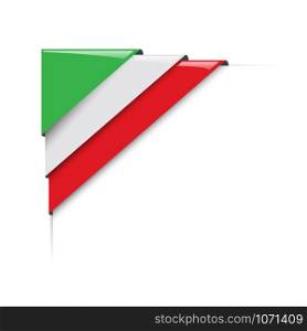 Italian corner. Vector label with flag