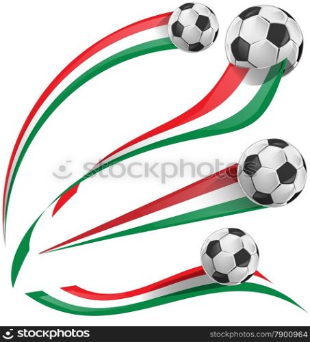 italian flag set with soccer ball