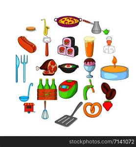 Italian food icons set. Cartoon set of 25 italian food vector icons for web isolated on white background. Italian food icons set, cartoon style