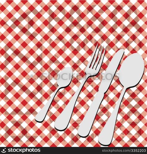 Italian Food Menu Card - Red Gingham With Cutlery