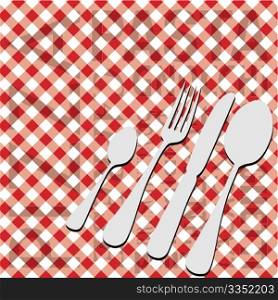 Italian Food Menu Card - Red Gingham With Cutlery