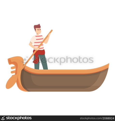 Italian gondolier icon cartoon vector. Venice gondola. Italy boat. Italian gondolier icon cartoon vector. Venice gondola
