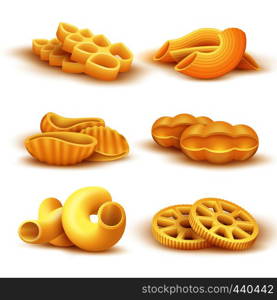 Italian pasta and spaghetti 3d realistic vector icons. Italian spaghetti illustration, menu pasta food for restaurant. Italian pasta and spaghetti 3d realistic vector icons