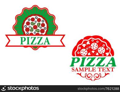 Italian pizza emblems and banners for fast food design