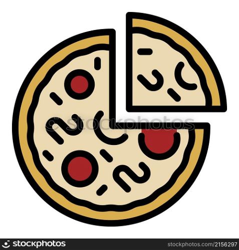 Italian pizza icon. Outline italian pizza vector icon color flat isolated. Italian pizza icon color outline vector