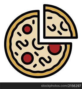 Italian pizza icon. Outline italian pizza vector icon color flat isolated. Italian pizza icon color outline vector