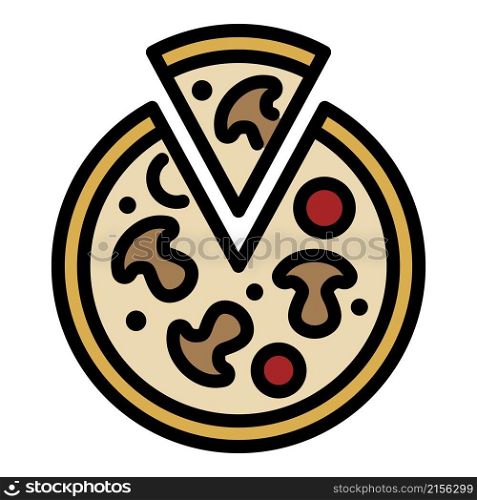 Italian pizza with mushrooms icon. Outline italian pizza with mushrooms vector icon color flat isolated. Italian pizza with mushrooms icon color outline vector