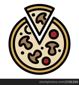 Italian pizza with mushrooms icon. Outline italian pizza with mushrooms vector icon color flat isolated. Italian pizza with mushrooms icon color outline vector