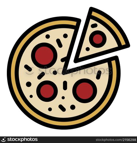 Italian salami pizza icon. Outline italian salami pizza vector icon color flat isolated. Italian salami pizza icon color outline vector