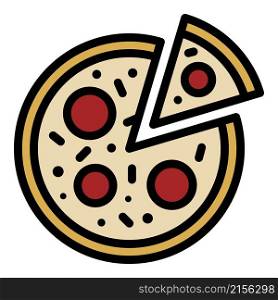 Italian salami pizza icon. Outline italian salami pizza vector icon color flat isolated. Italian salami pizza icon color outline vector
