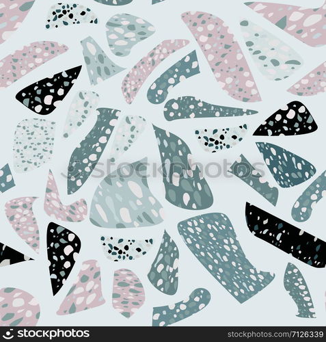 Italian terrazzo seamless texture pattern. Stone pieces, granite fragments endless texture. Textile, tile design, fabric print, wrapping paper, wallpaper, flooring. Vector illustration.. Italian terrazzo seamless texture pattern.