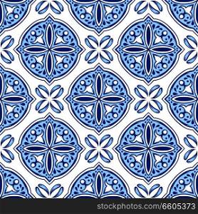 Italian tile pattern. Ethnic folk ornament. Mexican talavera, portuguese azulejo or spanish majolica.. Italian tile pattern. Ethnic folk ornament.