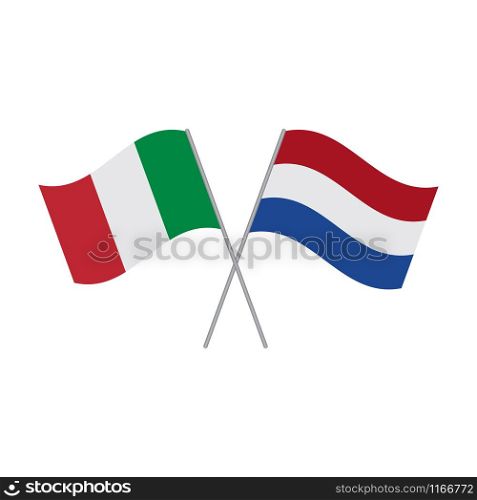 Italy and Netherlands flags vector isolated on white background