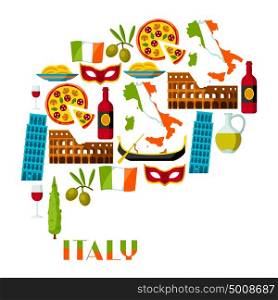 Italy background design. Italian symbols and objects. Italy background design. Italian symbols and objects.