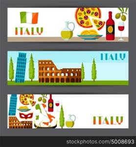 Italy banners design. Italian symbols and objects. Italy banners design. Italian symbols and objects.