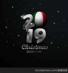 Italy Flag 2019 Merry Christmas Typography. New Year Abstract Celebration background